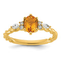 14K Polished Diamond and Citrine Twisted Ring