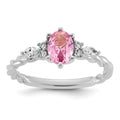 14K White Gold Polished Diamond & Lab Created Pink Sapphire Twisted Ring