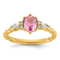14K Polished Diamond & Lab Created Pink Sapphire Twisted Ring