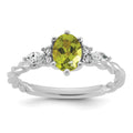 14K White Gold Polished Diamond and Peridot Twisted Ring