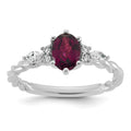 14K White Gold Polished Diamond and Rhodolite Garnet Twisted Ring