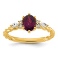 14K Polished Diamond and Rhodolite Garnet Twisted Ring