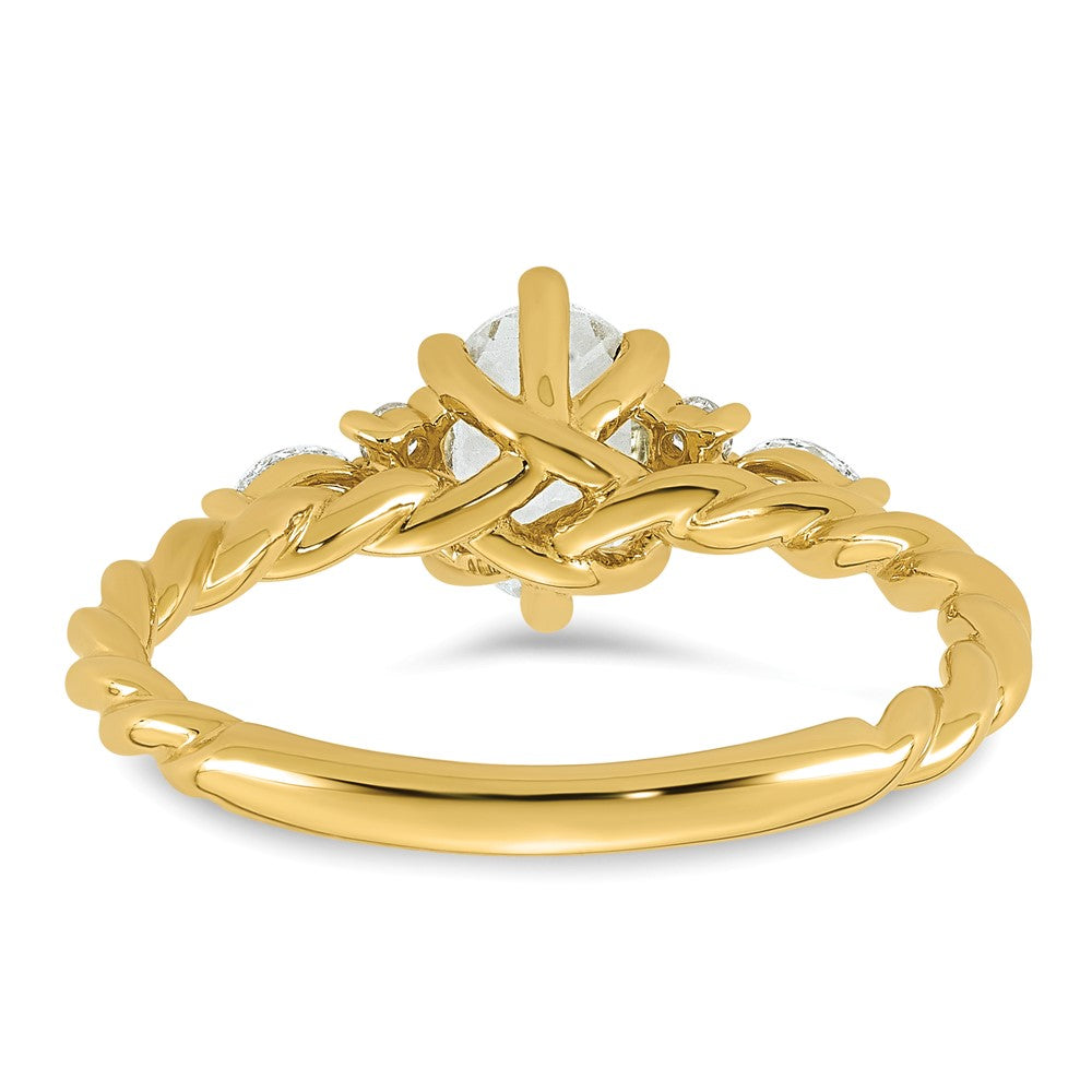 14K Polished Diamond and White Topaz Twisted Ring