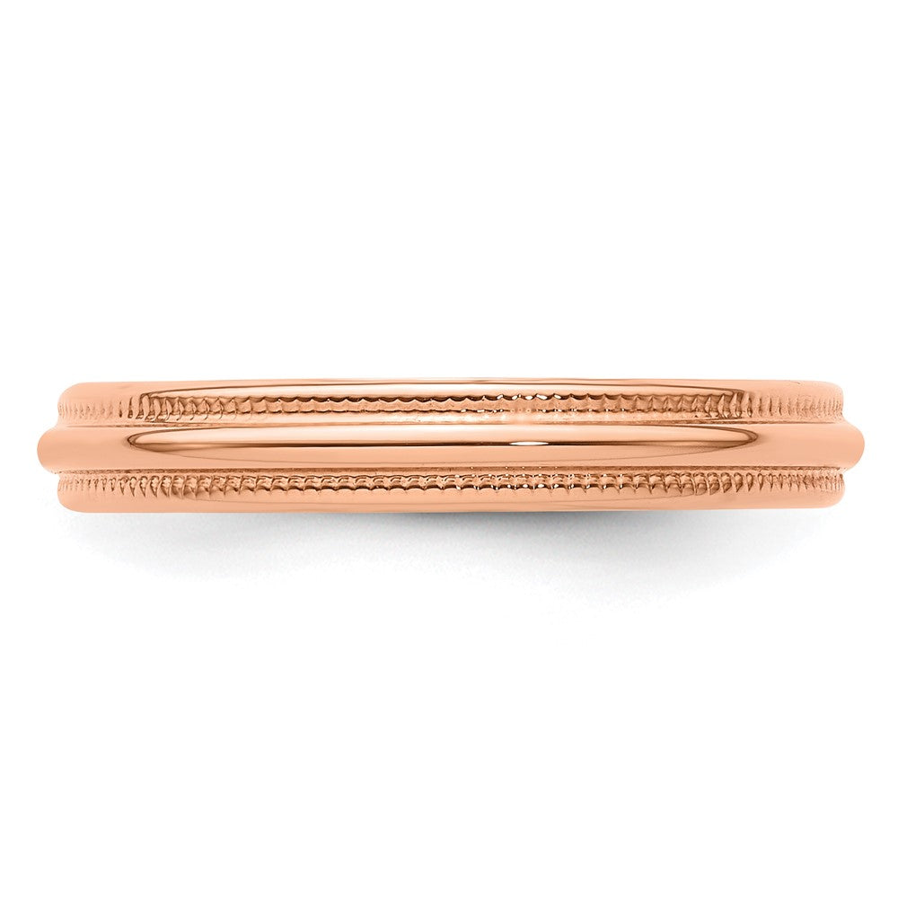 14k Rose Gold 3mm LTW Milgrain Half Round Band