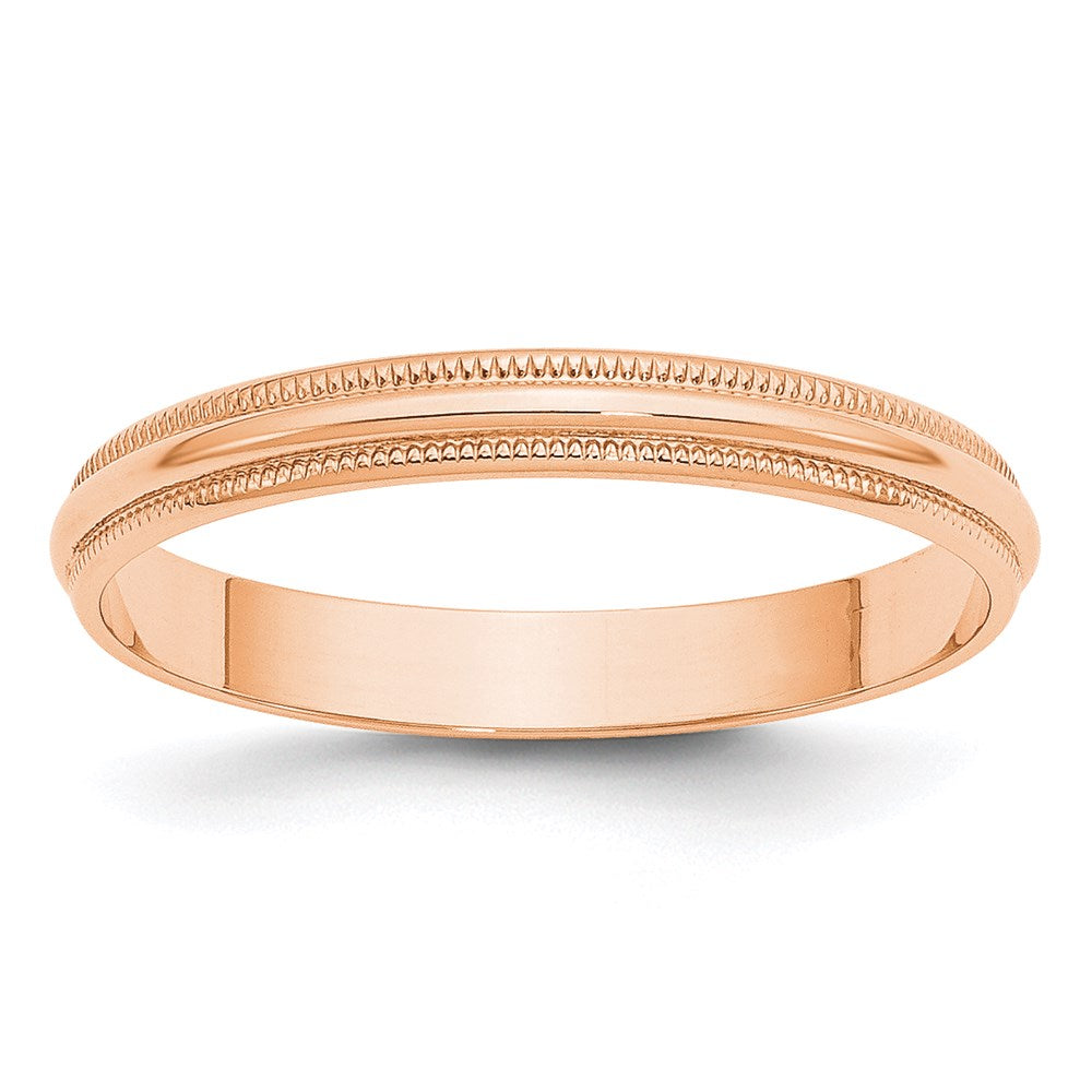 14k Rose Gold 3mm LTW Milgrain Half Round Band