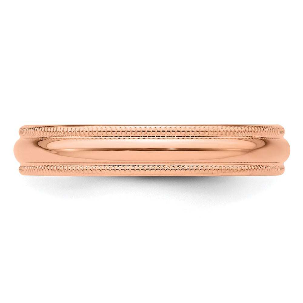 14k Rose Gold 4mm LTW Milgrain Half Round Band