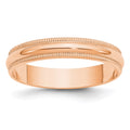 14k Rose Gold 4mm LTW Milgrain Half Round Band