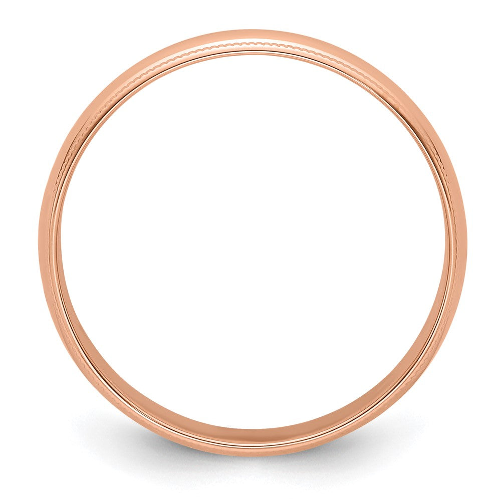 14k Rose Gold 5mm LTW Milgrain Half Round Band