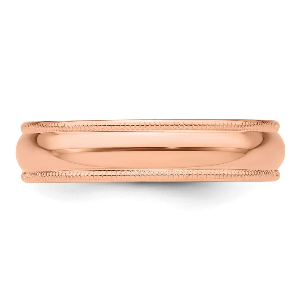 14k Rose Gold 5mm LTW Milgrain Half Round Band
