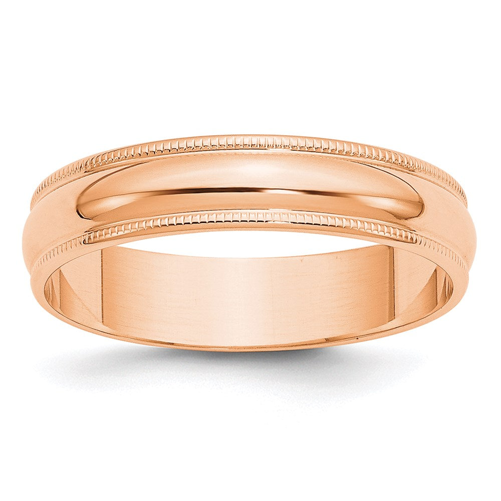 14k Rose Gold 5mm LTW Milgrain Half Round Band