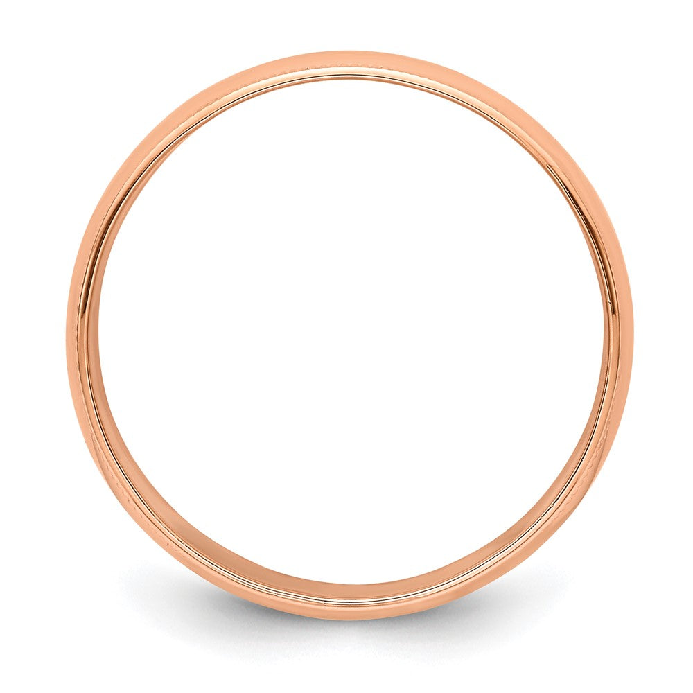 14k Rose Gold 6mm LTW Milgrain Half Round Band