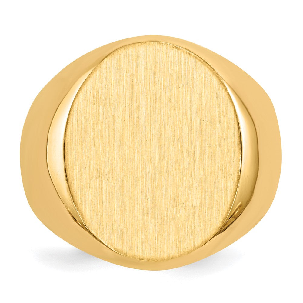 14k 16.0x18.5mm Closed Back Mens Signet Ring