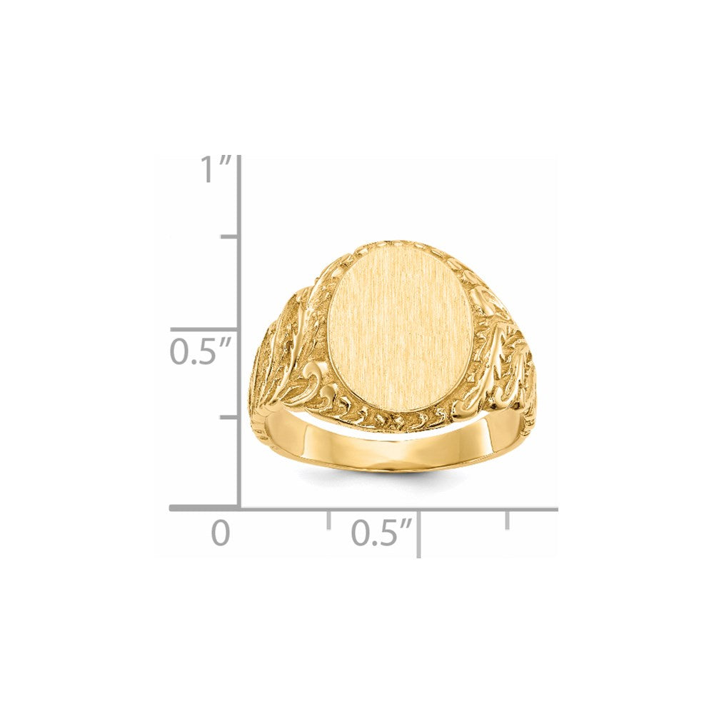 14k 10.5x13.0mm Closed Back Mens Signet Ring