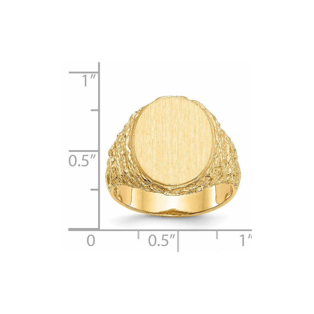 14k 14.0x17.0mm Open Back Mens Signet Ring