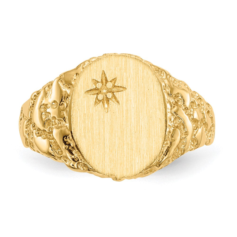 14k 9.0x11.0mm Closed Back Diamond Signet Ring Mounting