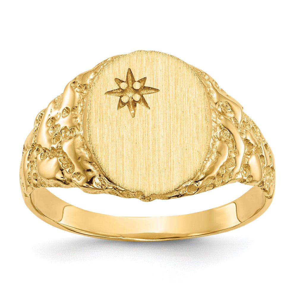 14k 9.0x11.0mm Closed Back Diamond Signet Ring Mounting