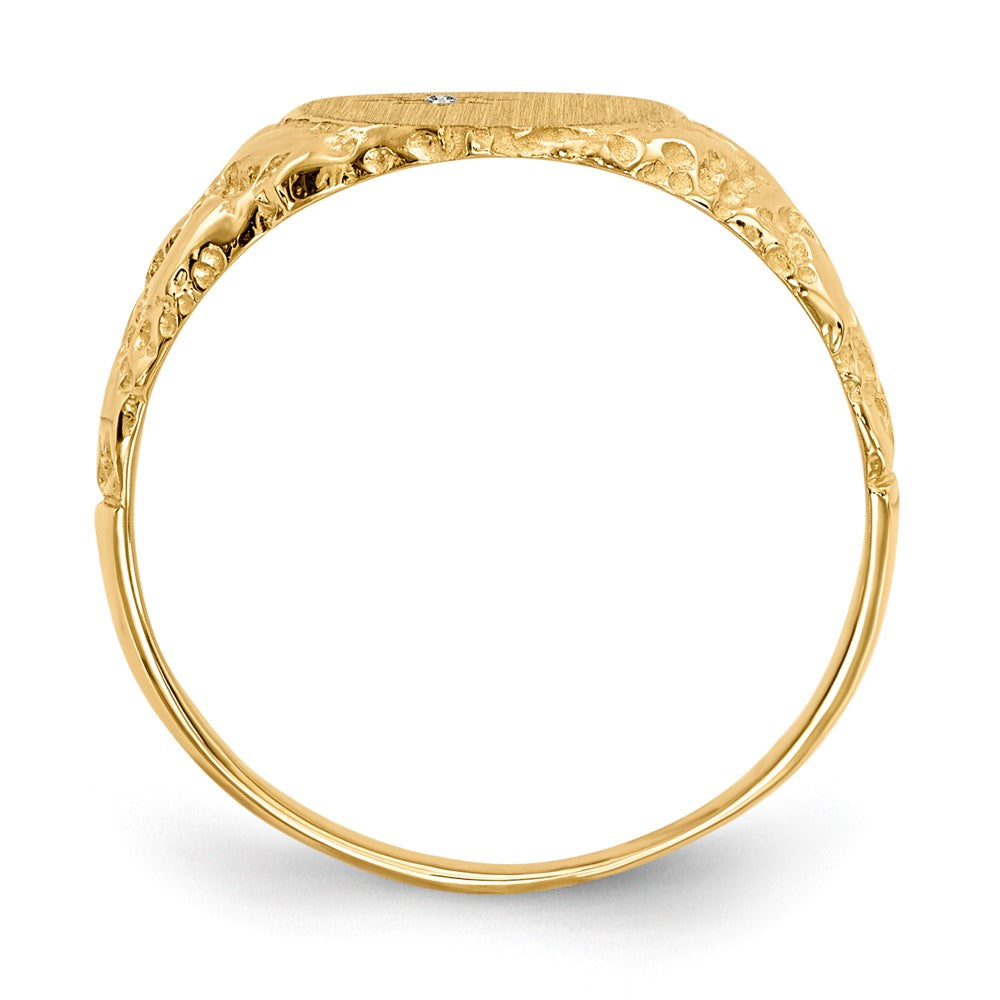 14k 9.0x11.0mm Closed Back A Diamond Signet Ring