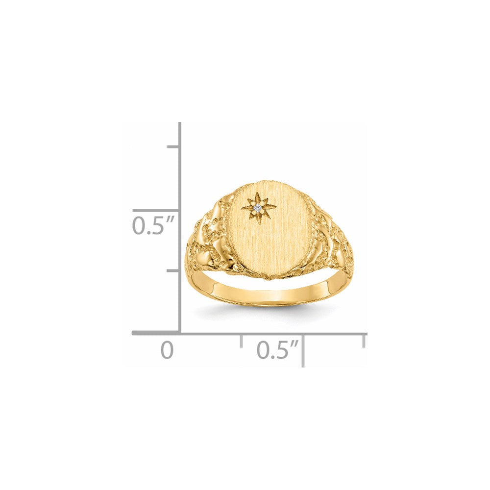 14k 9.0x11.0mm Closed Back A Diamond Signet Ring