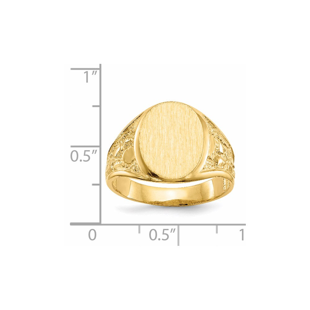 14k 11.5x15.0mm Open Back Mens Signet Ring