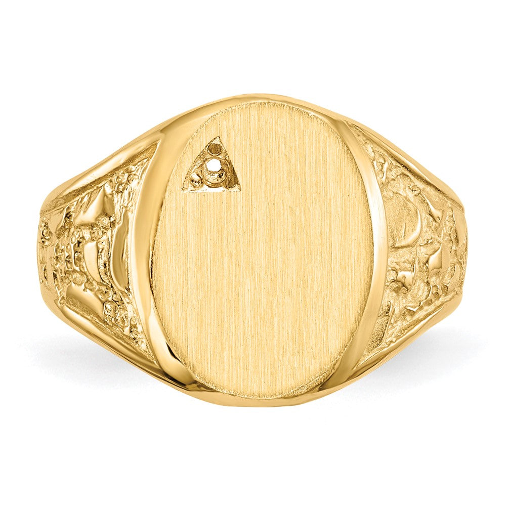 14k 11.0x15.0mm Open Back Diamond Mens Signet Ring Mounting