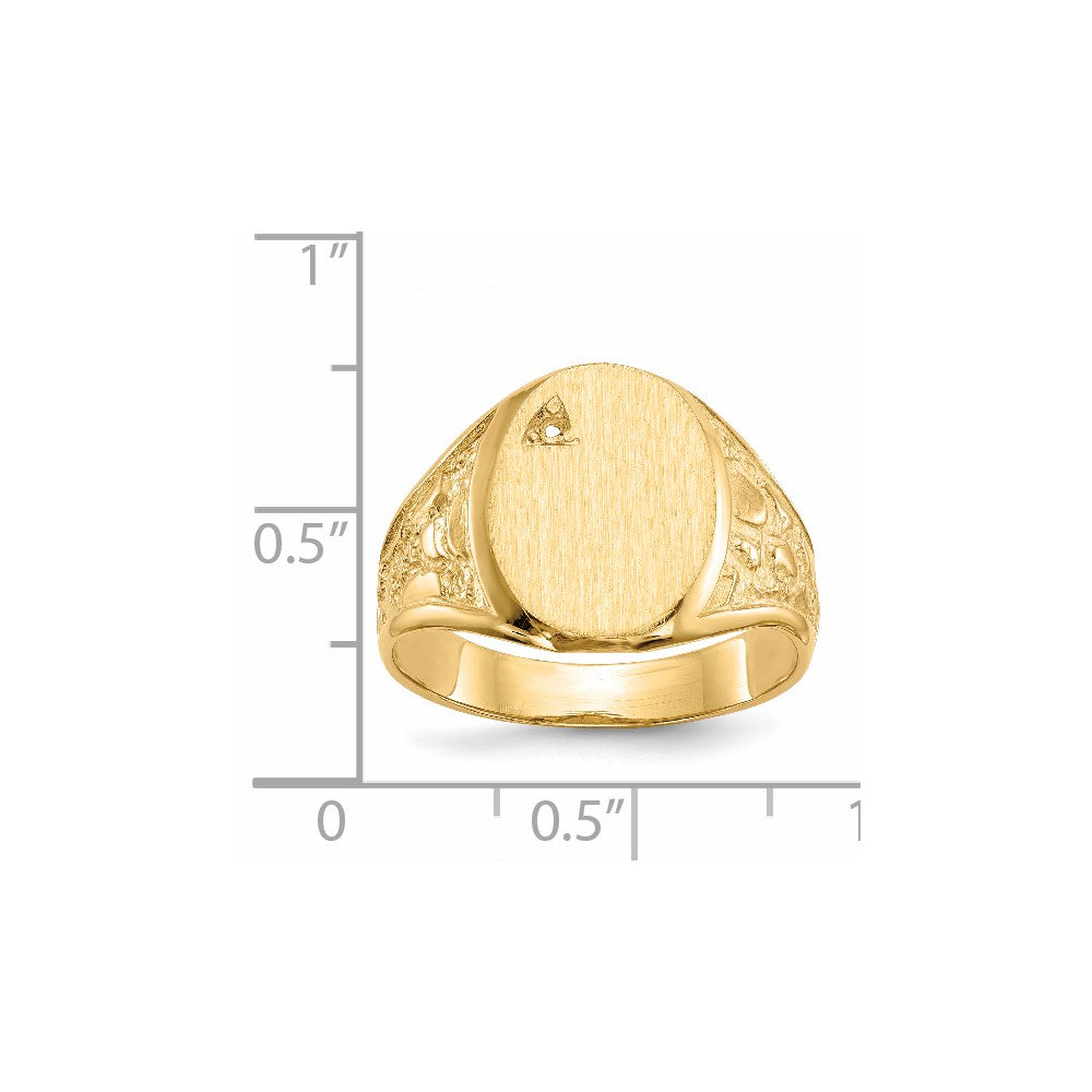 14k 11.0x15.0mm Open Back Diamond Mens Signet Ring Mounting