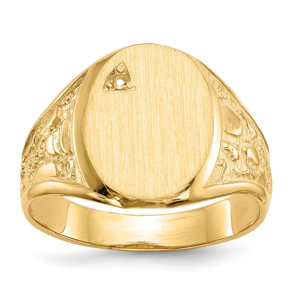 14k 11.0x15.0mm Open Back Diamond Mens Signet Ring Mounting