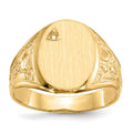 14k 11.0x15.0mm Open Back Diamond Mens Signet Ring Mounting