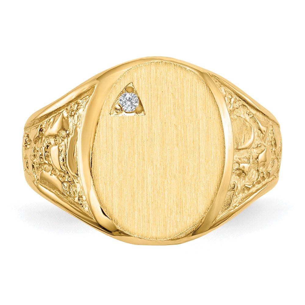 14k 11.0x15.0mm Open Back AAA Diamond Mens Signet Ring