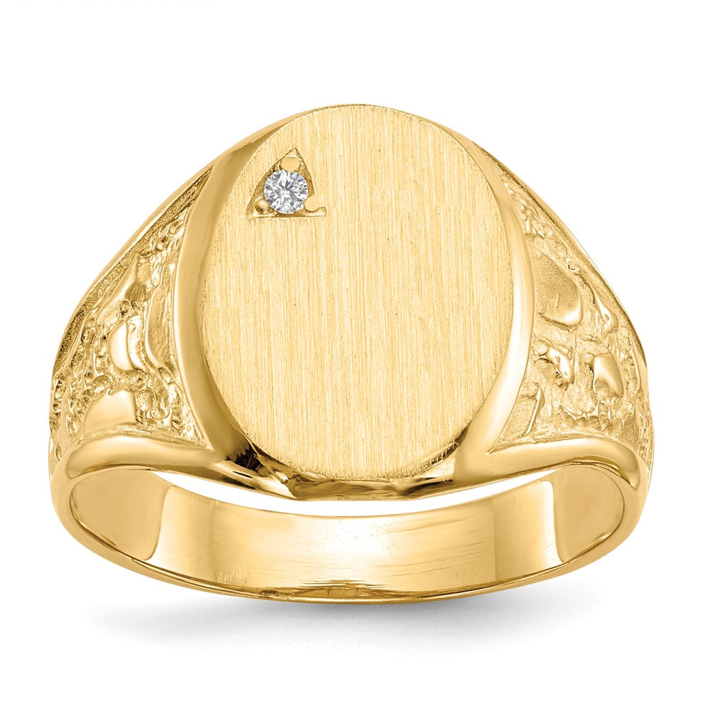 14k 11.0x15.0mm Open Back A Diamond Mens Signet Ring