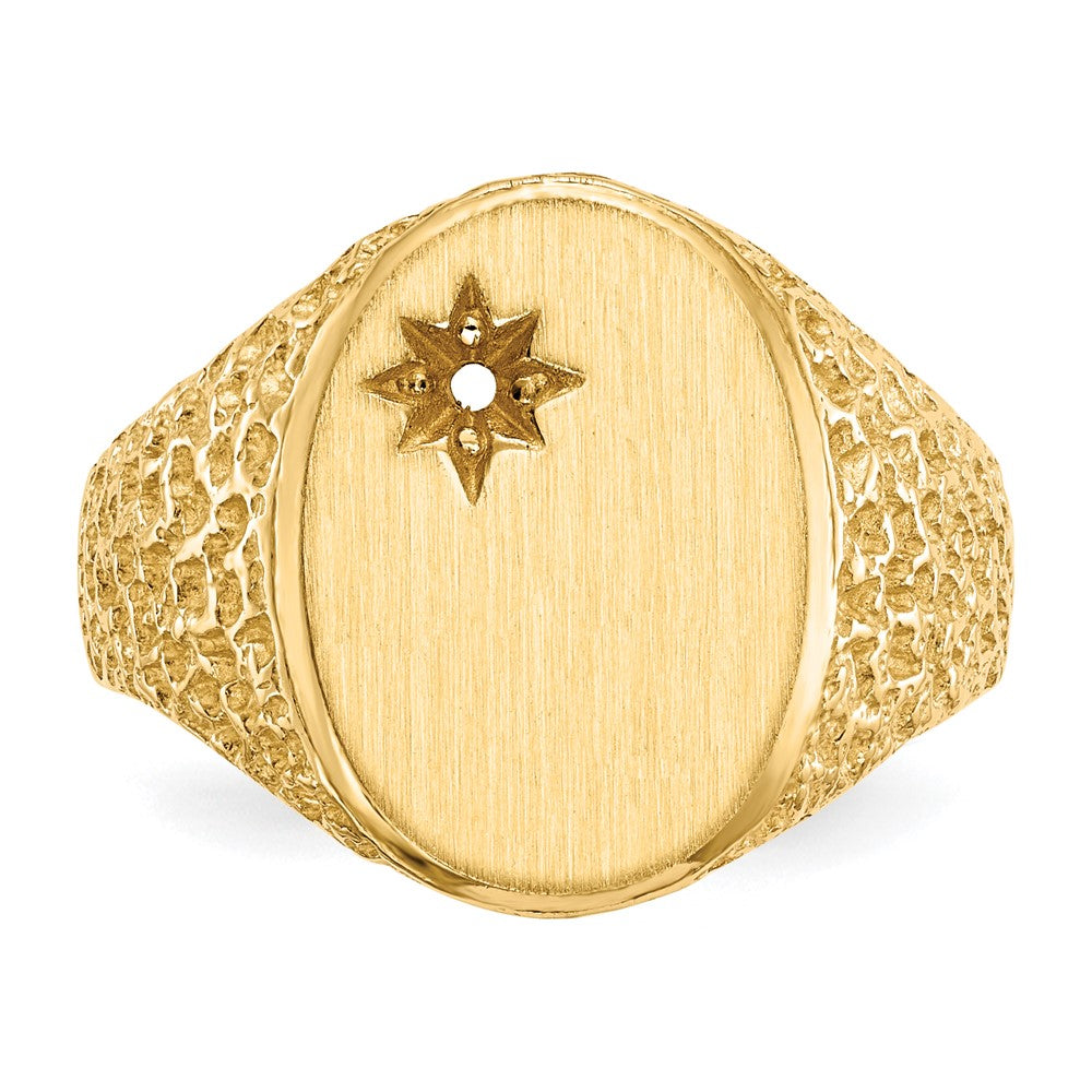 14k 12.0x16.0mm Open Back Diamond Mens Signet Ring Mounting