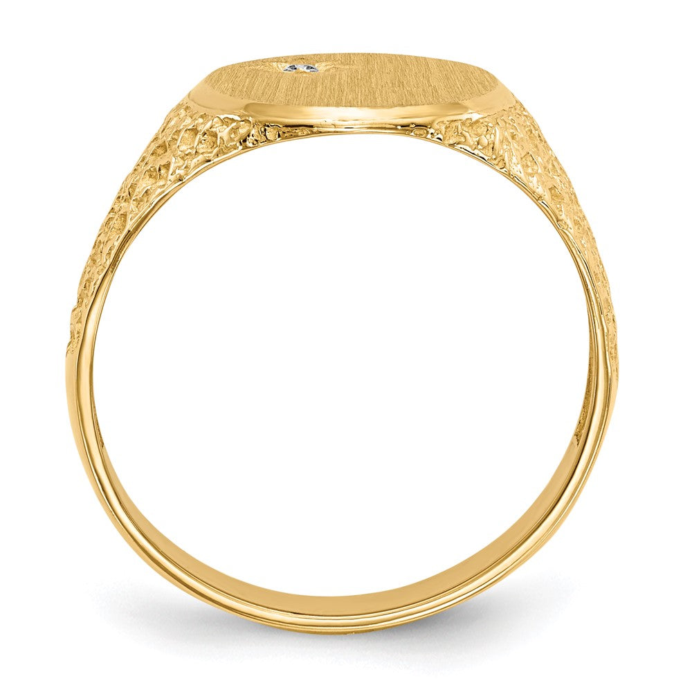 14k 12.0x16.0mm Open Back AA Diamond Mens Signet Ring