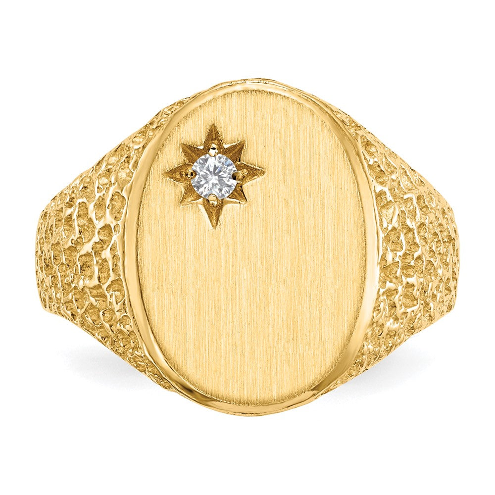 14k 12.0x16.0mm Open Back AAA Diamond Mens Signet Ring