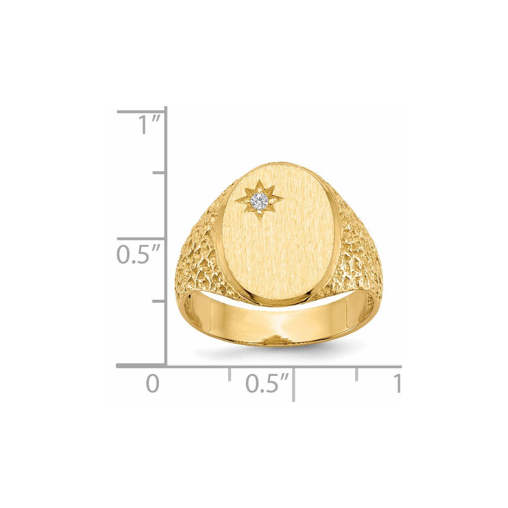 14k 12.0x16.0mm Open Back AAA Diamond Mens Signet Ring