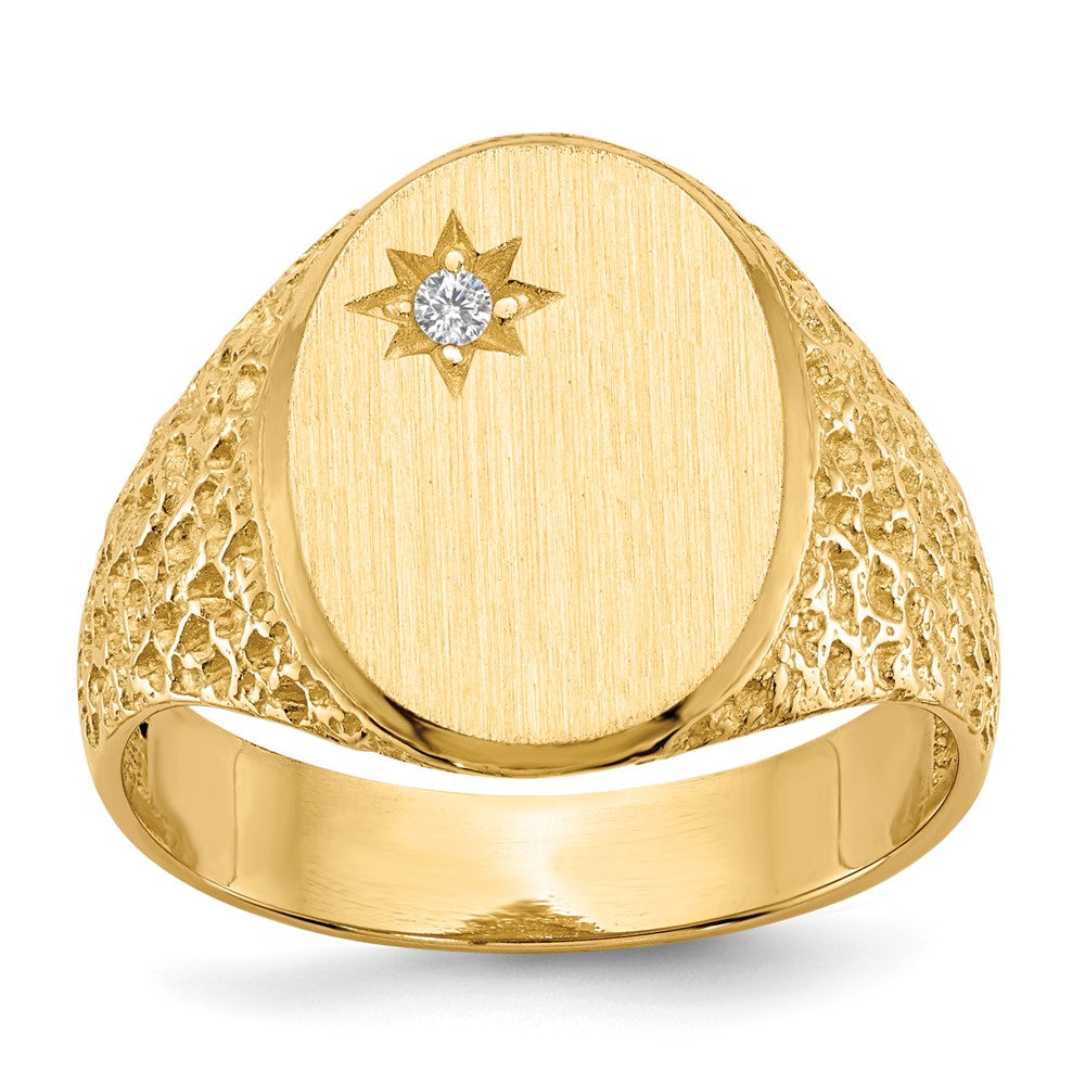 14k 12.0x16.0mm Open Back AAA Diamond Mens Signet Ring
