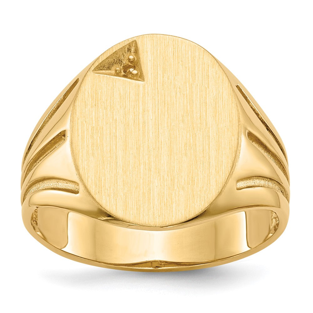14k 14.0x16.0mm Open Back Diamond Mens Signet Ring Mounting