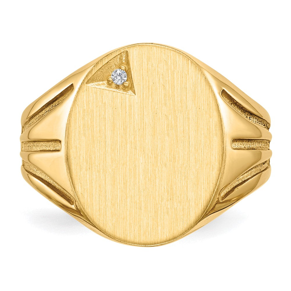 14k 14.0x16.0mm Open Back AAA Diamond Mens Signet Ring