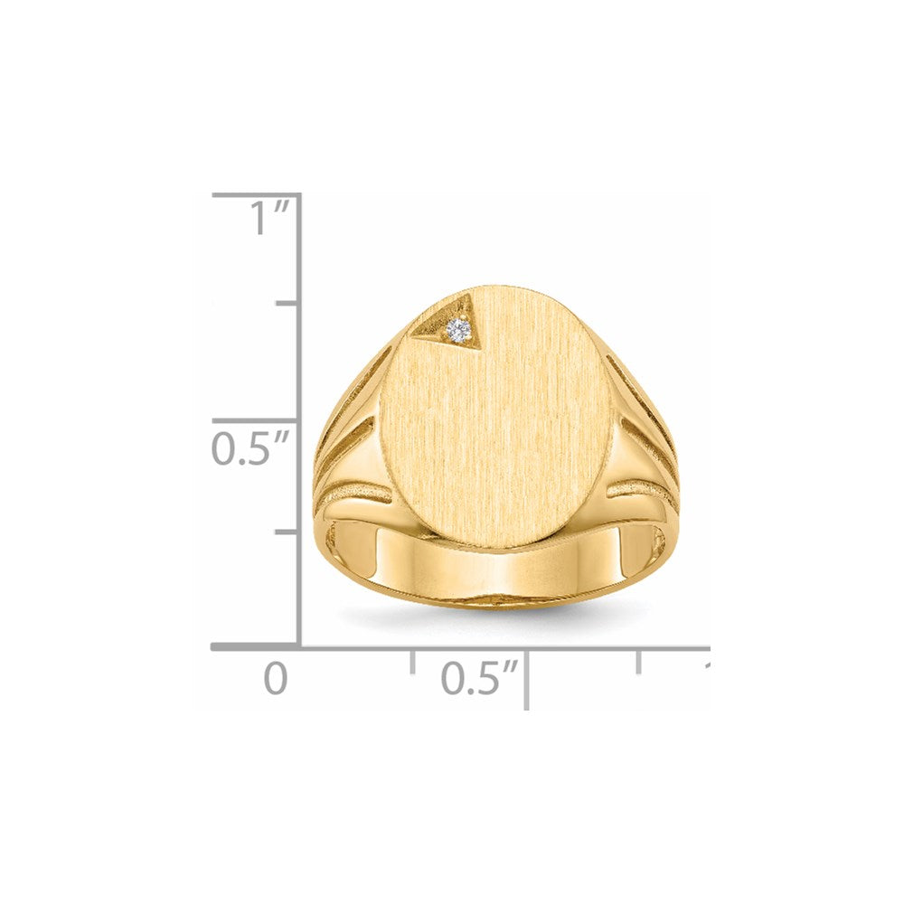 14k 14.0x16.0mm Open Back AAA Diamond Mens Signet Ring