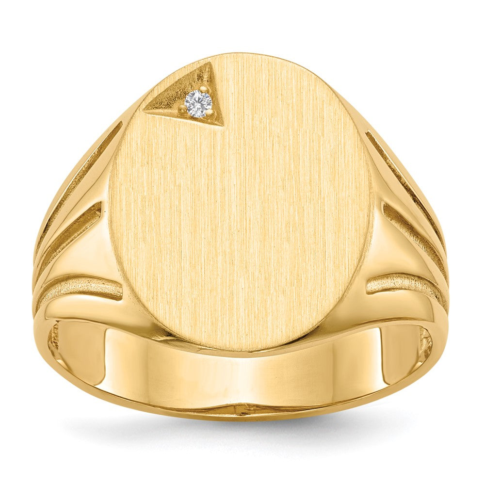 14k 14.0x16.0mm Open Back A Diamond Mens Signet Ring
