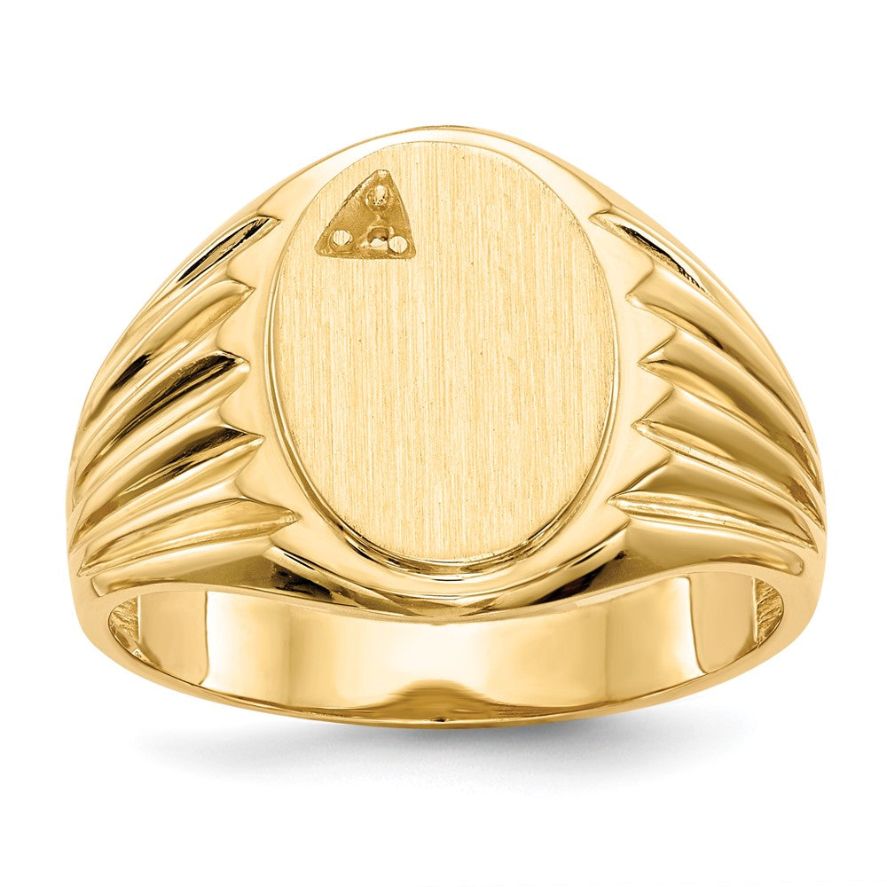14k 10.0x13.5mm Open Back Diamond Mens Signet Ring Mounting