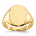 14k White Gold 9.5x12.5mm Closed Back Signet Ring