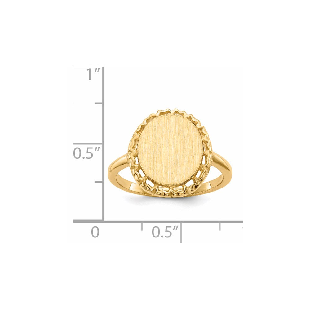 14k 11.0x12.5mm Open Back Signet Ring