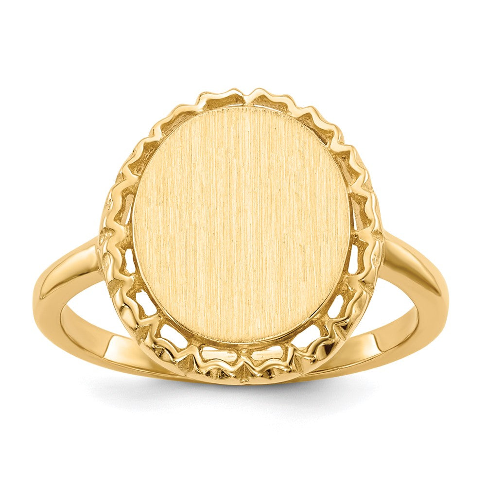 14k 11.0x12.5mm Open Back Signet Ring