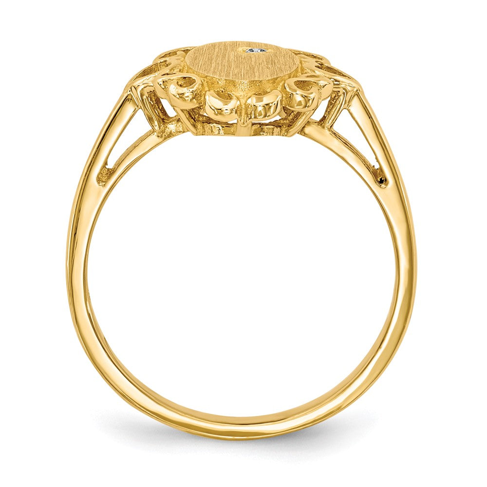 14k 6.0x11.5mm Open Back AA Diamond Signet Ring