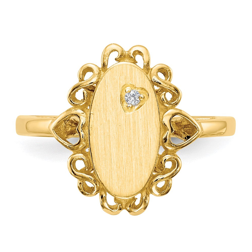 14k 6.0x11.5mm Open Back AA Diamond Signet Ring