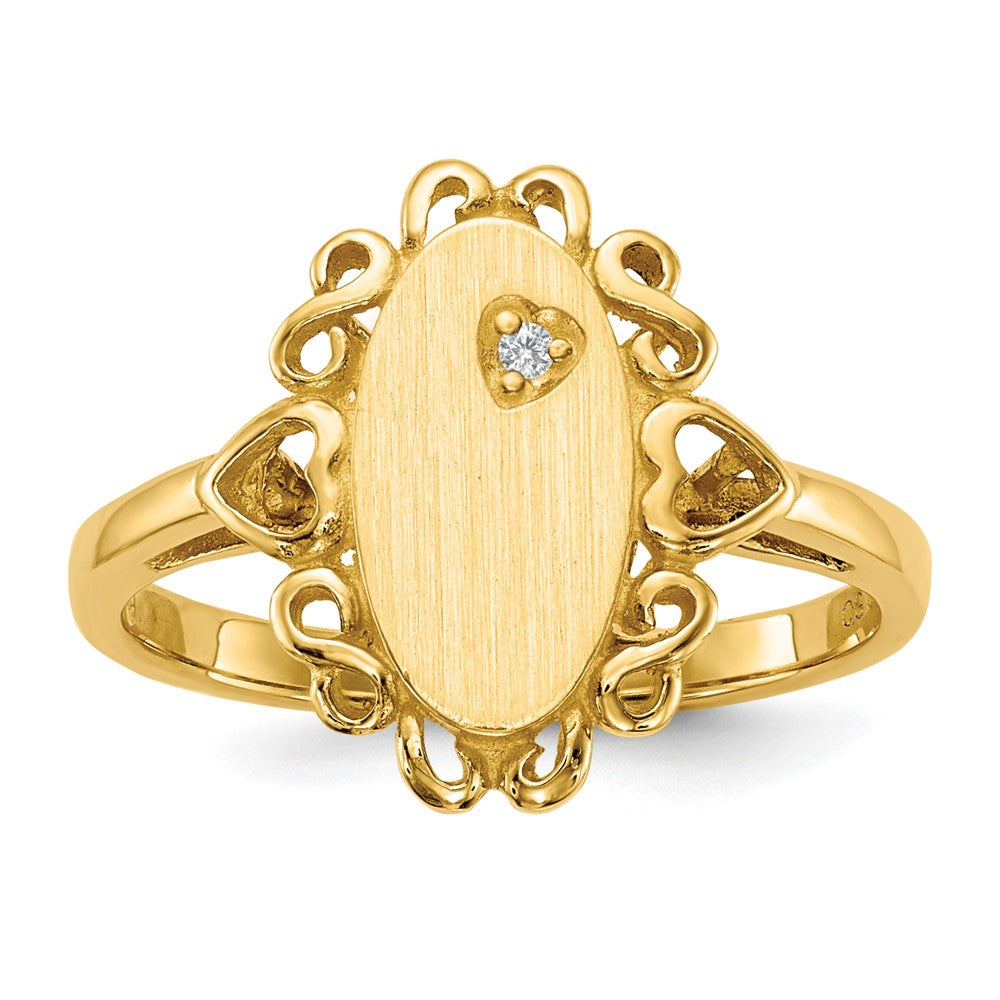 14k 6.0x11.5mm Open Back AA Diamond Signet Ring