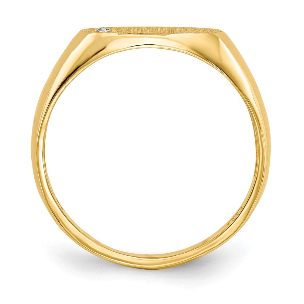 14k 11.0x6.5mm A Diamond Open Back Signet Ring
