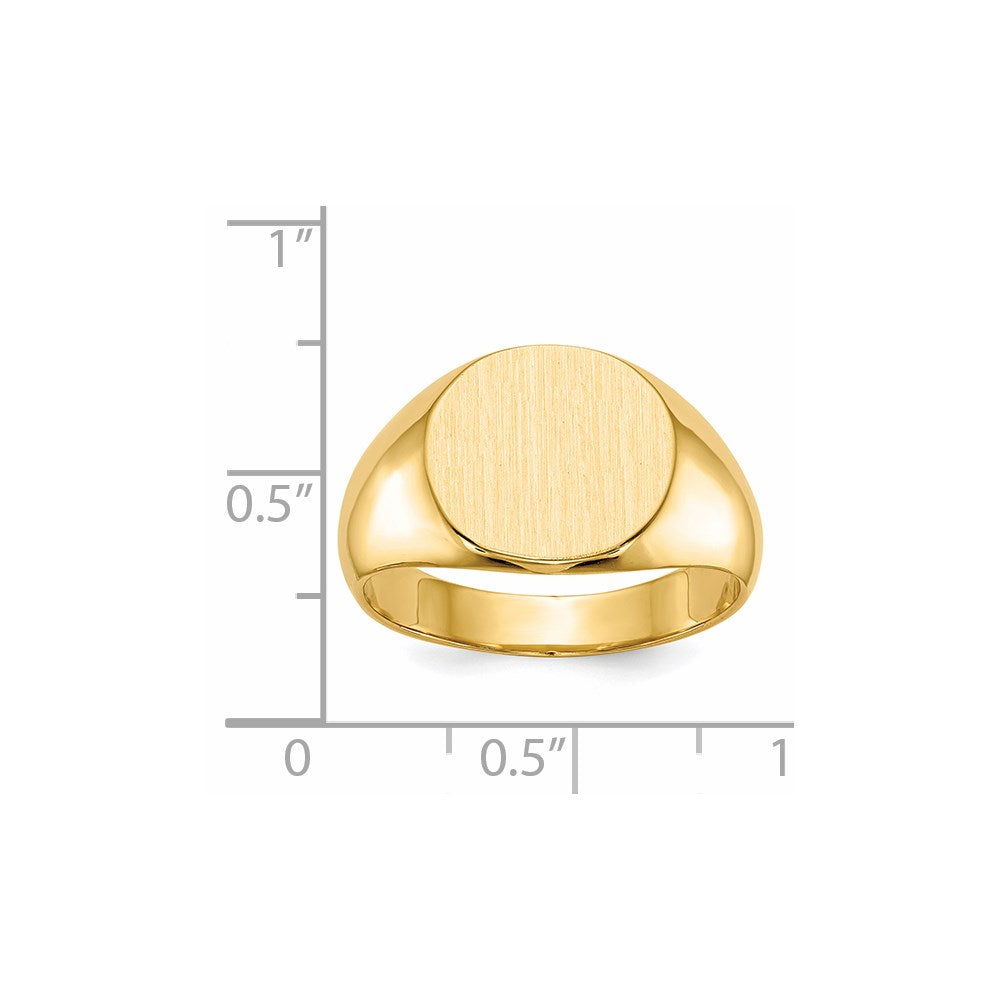14k 13.5x12.5mm Closed Back Mens Signet Ring