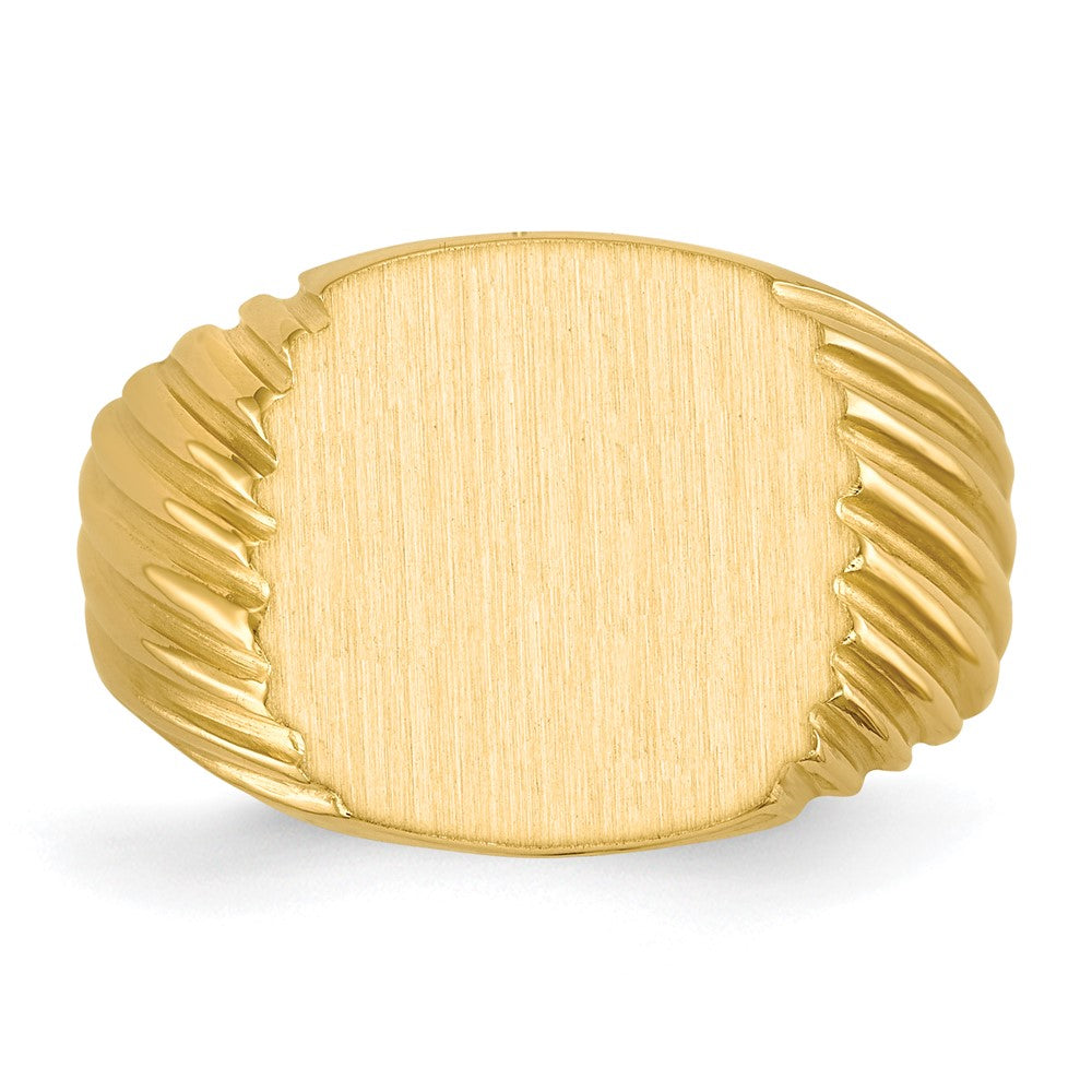 14k 13.5x13.5 Open Back Mens Signet Ring