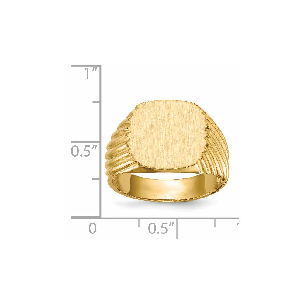 14k 13.5x13.5 Open Back Mens Signet Ring