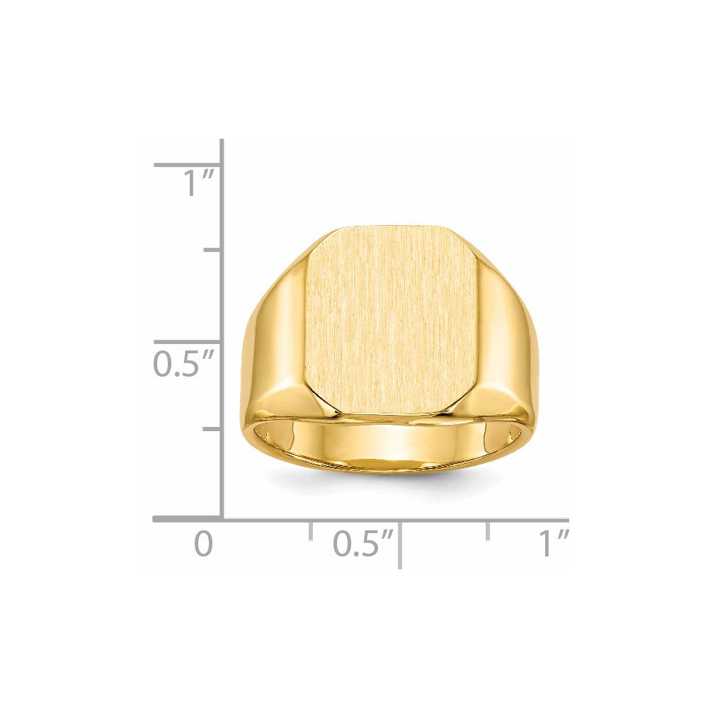 14k 13.0x15.5mm Closed Back Mens Signet Ring